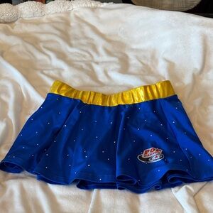 Varsity Sparkling Blue Skirt with Gold Waistband